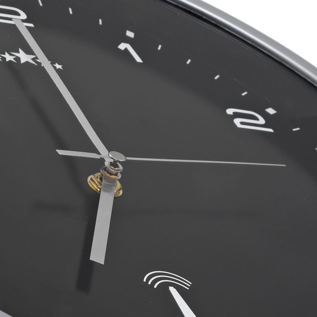 vidaXL Rádiem řízené nástěnné hodiny se strojkem Quartz 31 cm černé