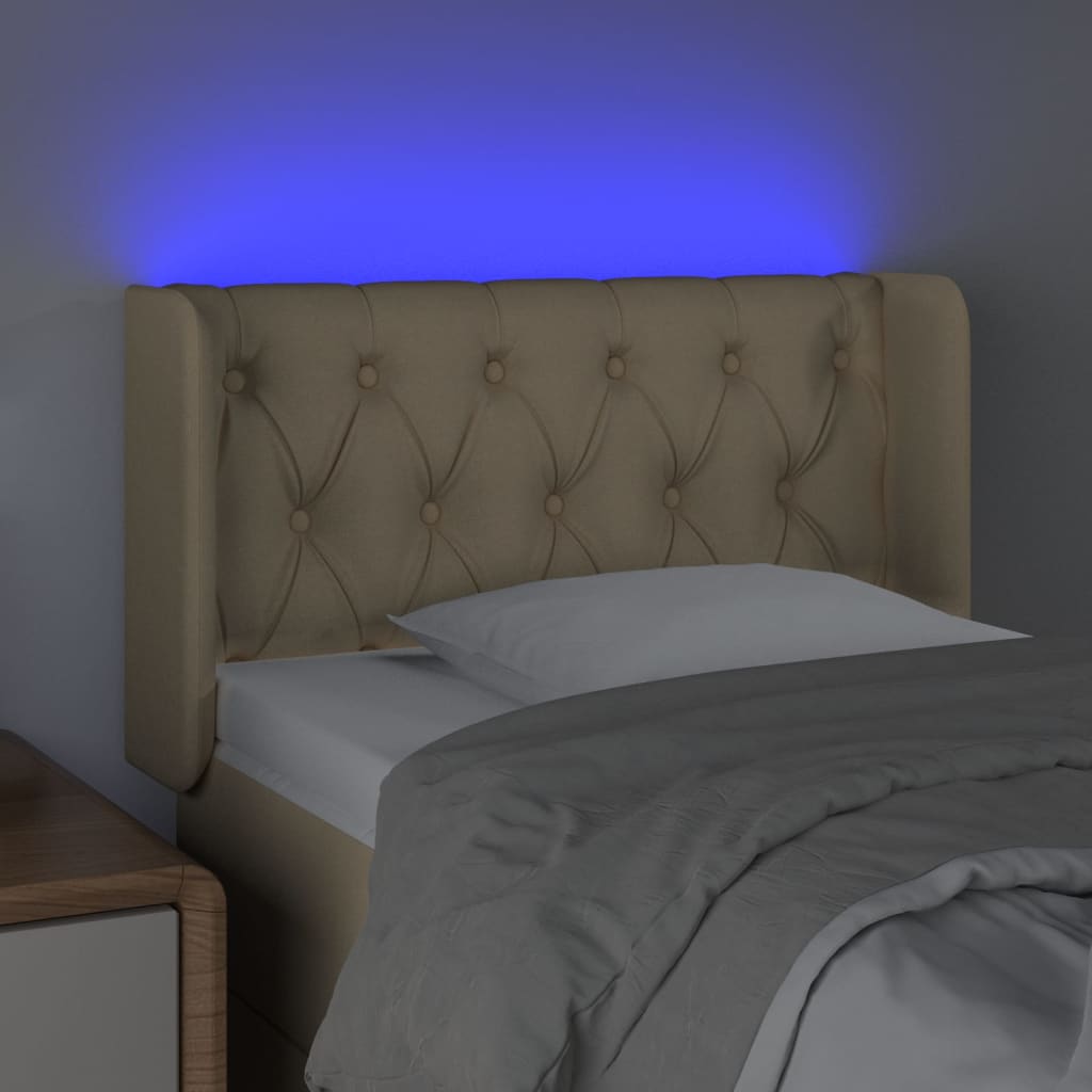 vidaXL Čelo postele s LED krémové 83 x 16 x 78/88 cm textil