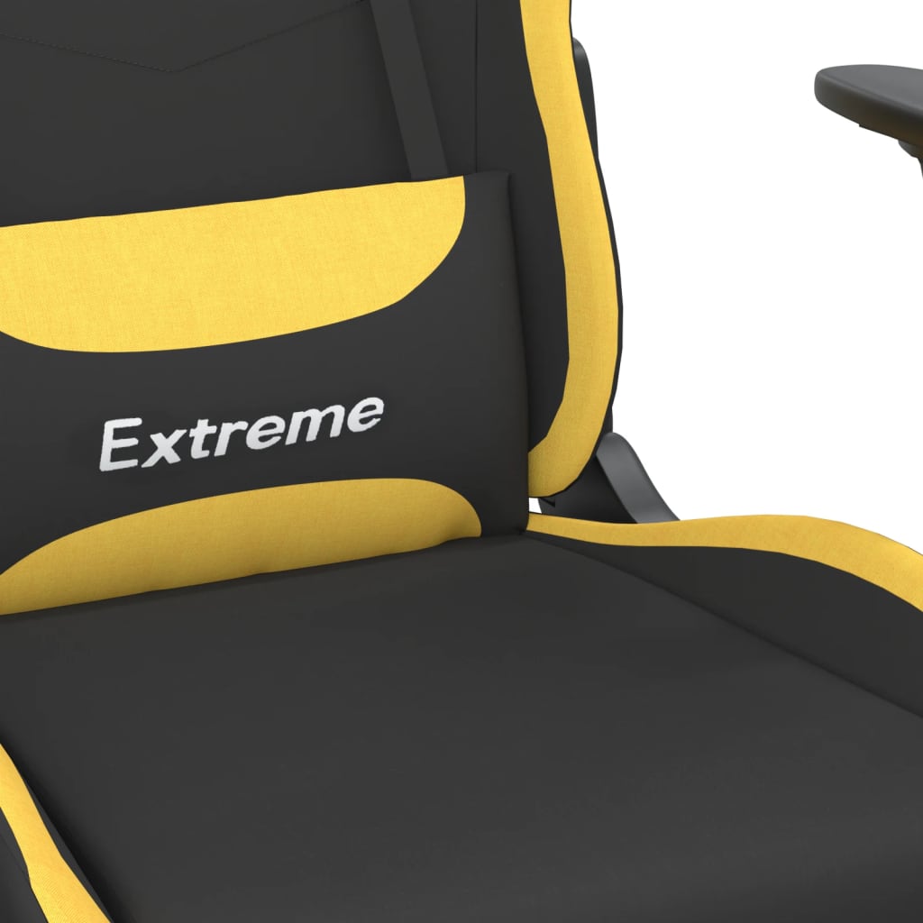 vidaXL Herní židle s podnožkou černá a žlutá textil