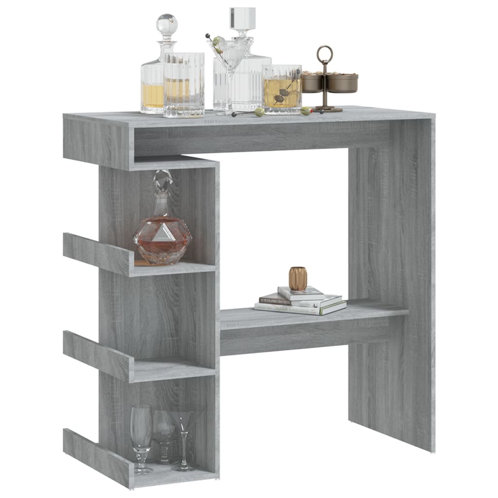 vidaXL Barový stůl s úložným regálem šedý dub sonoma 100x50x101,5 cm