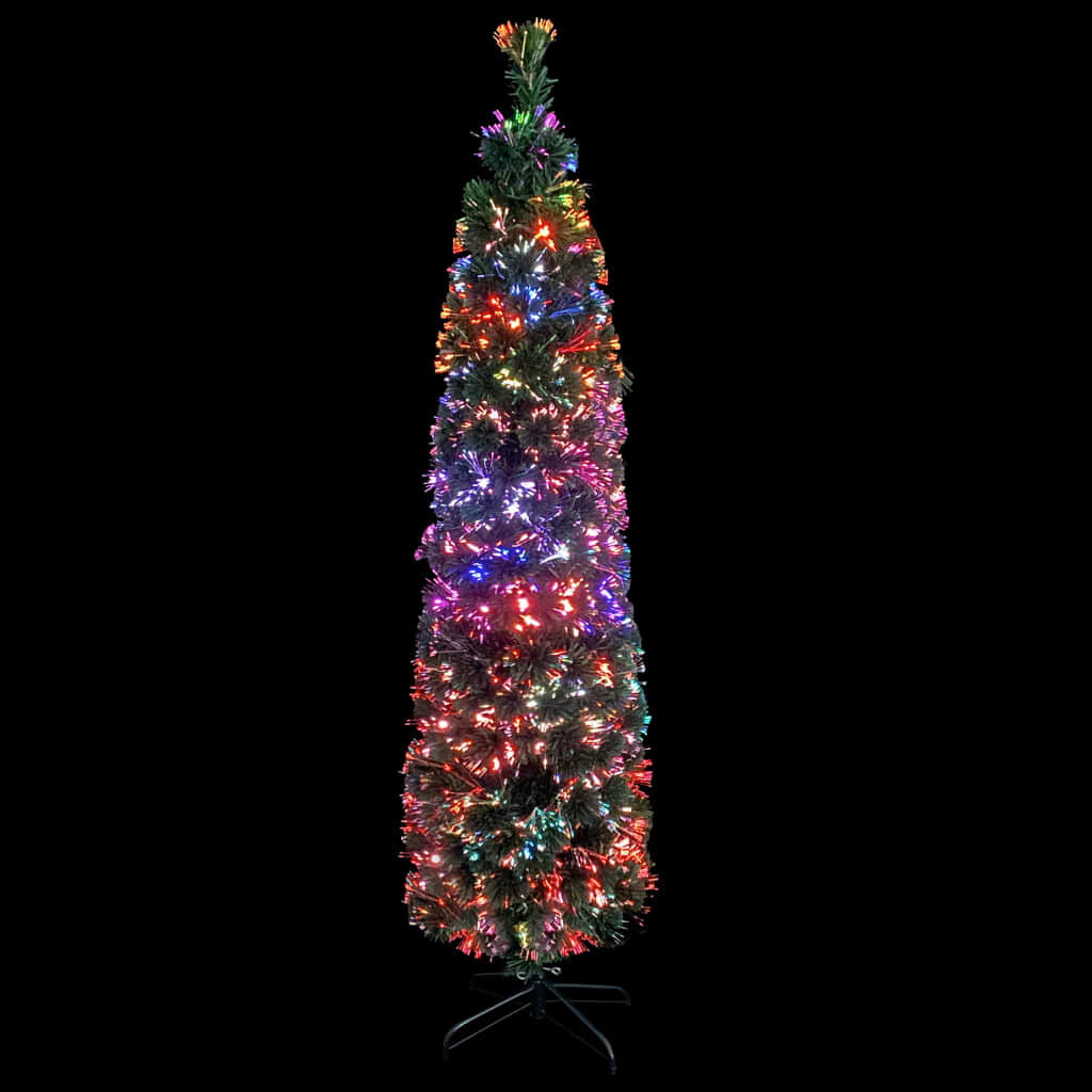vidaXL Umělý úzký vánoční stromek se stojanem 240 cm optické vlákno