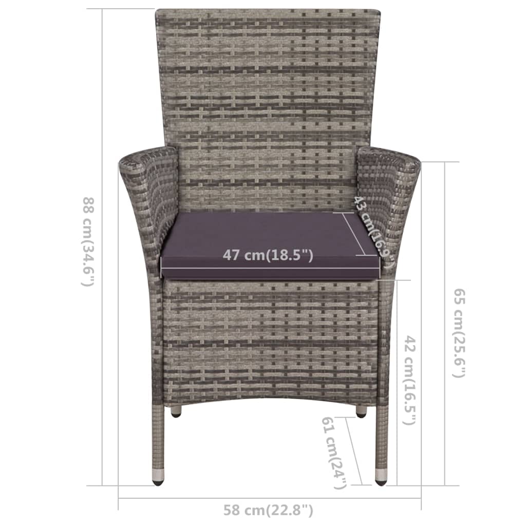 vidaXL Zahradní židle 2 ks s poduškami polyratan šedé