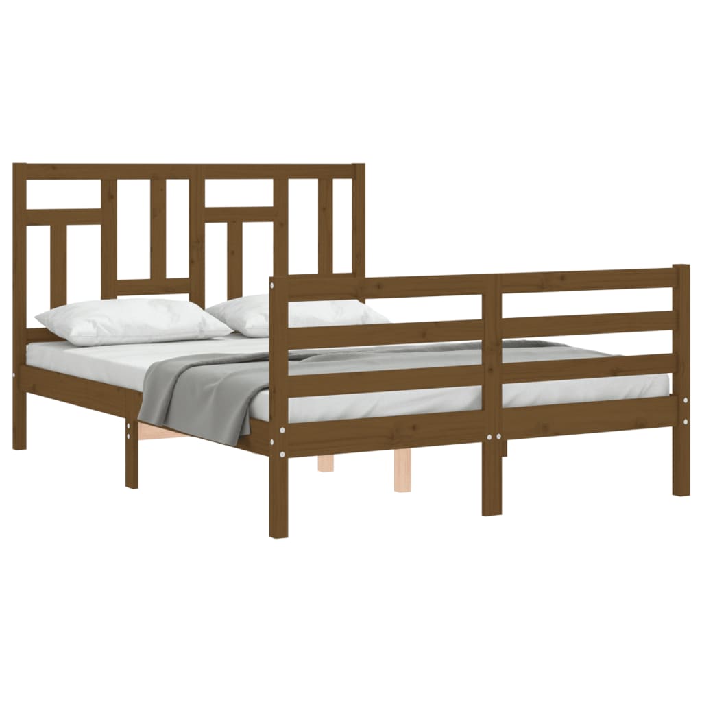 vidaXL Rám postele s čelem medově hnědý 120 x 200 cm masivní dřevo