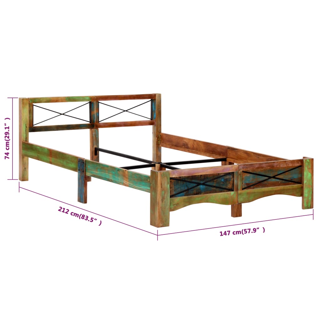 vidaXL Rám postele masivní recyklované dřevo 140 x 200 cm