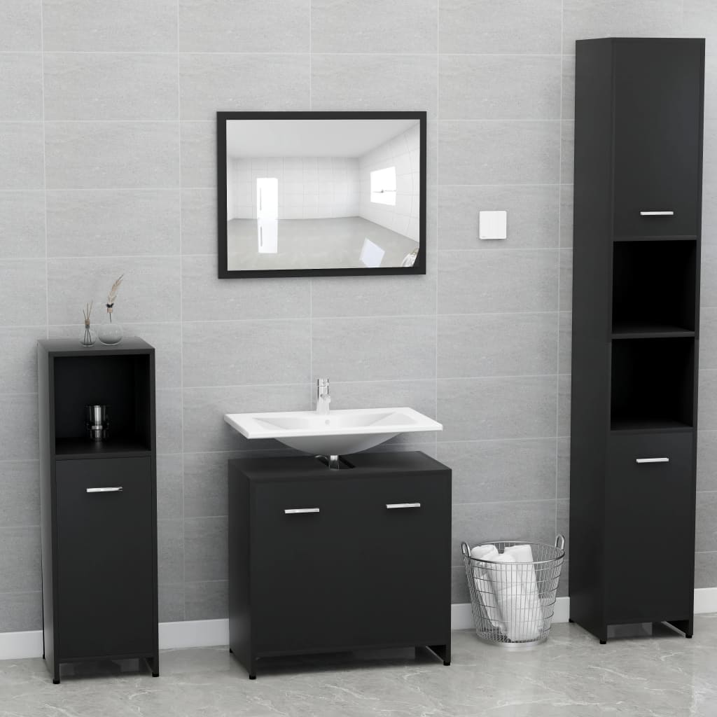 vidaXL Sada koupelnového nábytku černá kompozitní dřevo