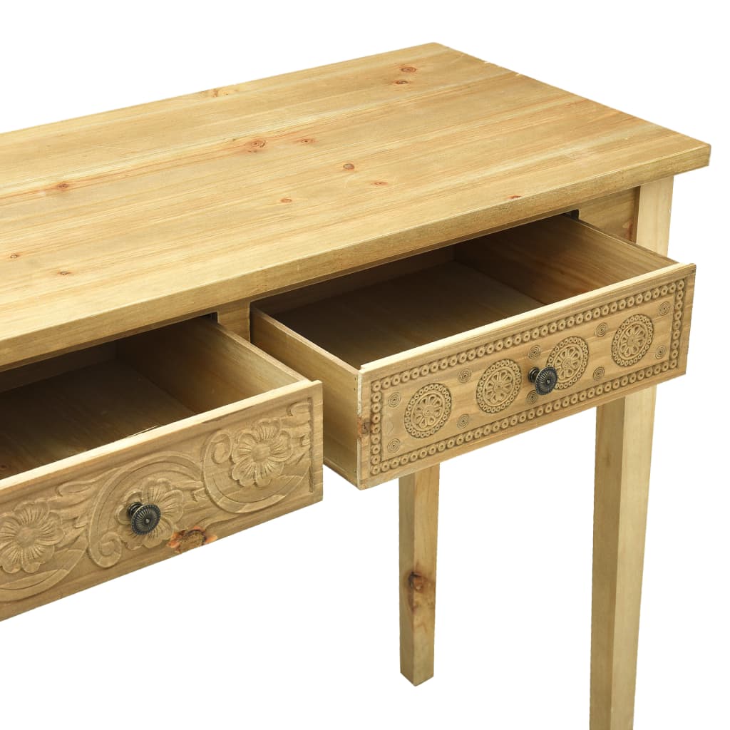 vidaXL Konzolový stolek 2 zásuvky vyřezávaný hnědý 96x40x78cm dřevo