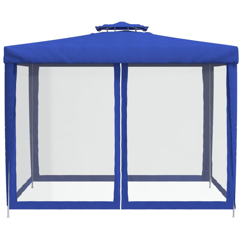 vidaXL Altán s dvojitou střechou modrý 3 x 3 x 2,68 cm textil