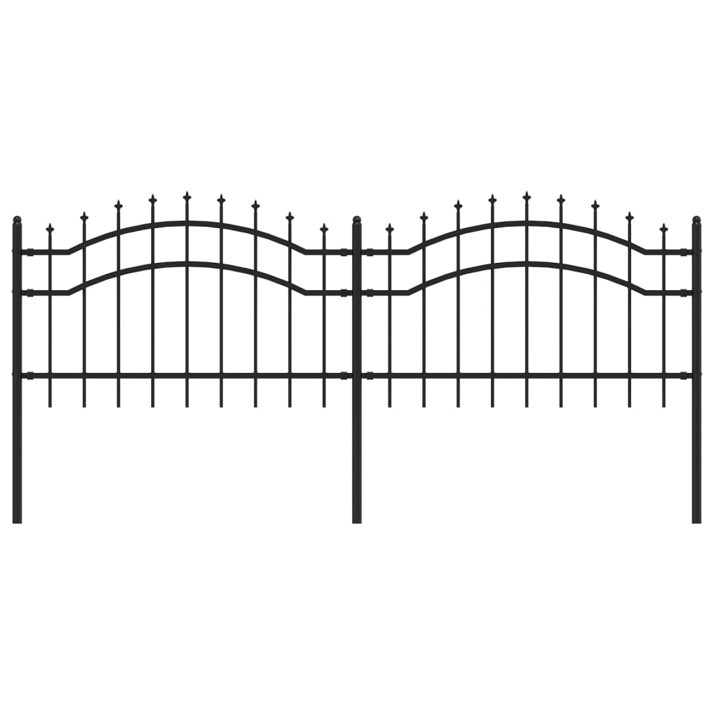 vidaXL Zahradní plot s hroty černý 115 cm práškově lakovaná ocel
