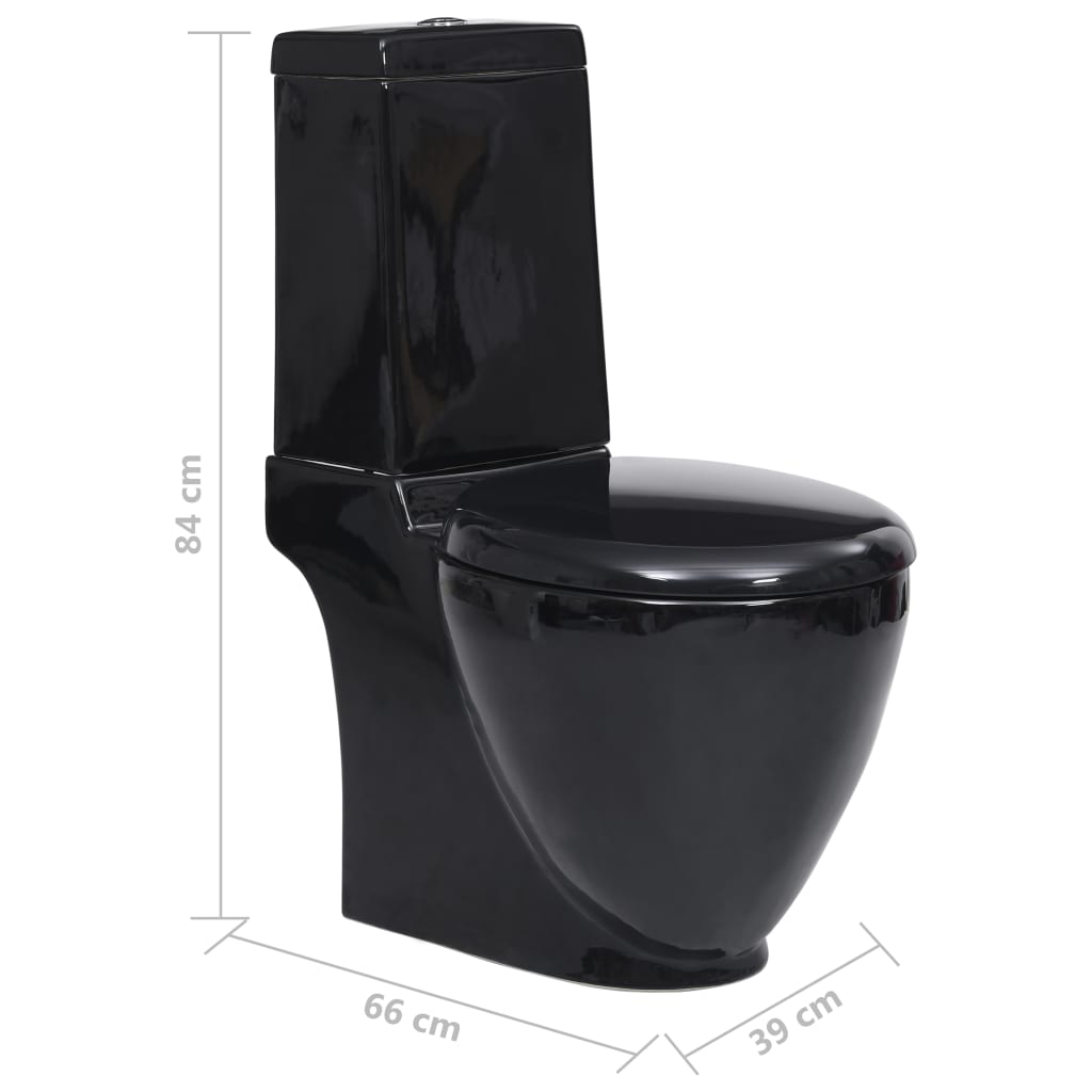 vidaXL Keramické WC kulaté spodní odpad černé