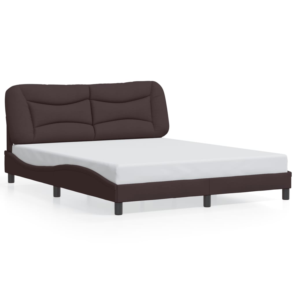 vidaXL Rám postele s čelem tmavě hnědý 160x200 cm textil