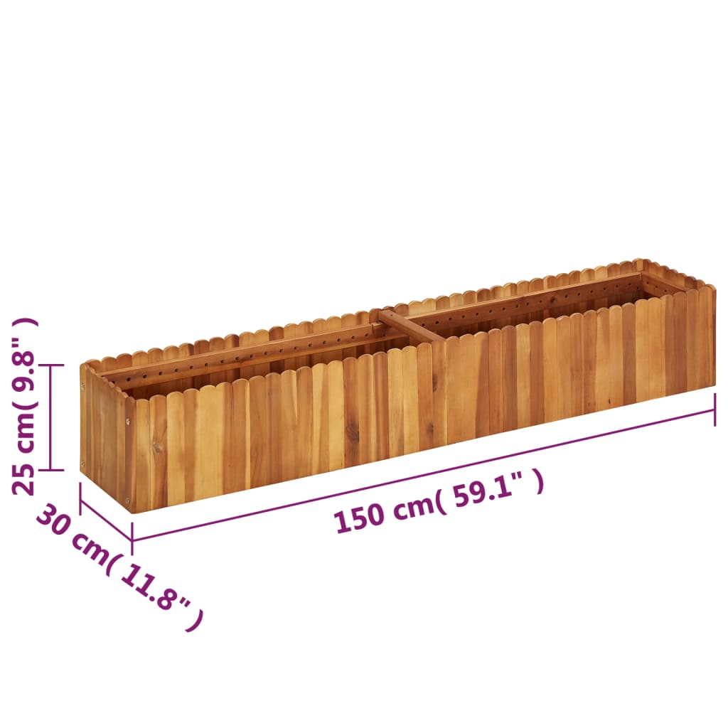 vidaXL Zahradní vyvýšený záhon 150 x 30 x 25 cm masivní akáciové dřevo