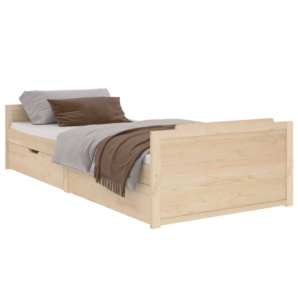 vidaXL Rám postele se zásuvkami masivní borové dřevo 90 x 200 cm