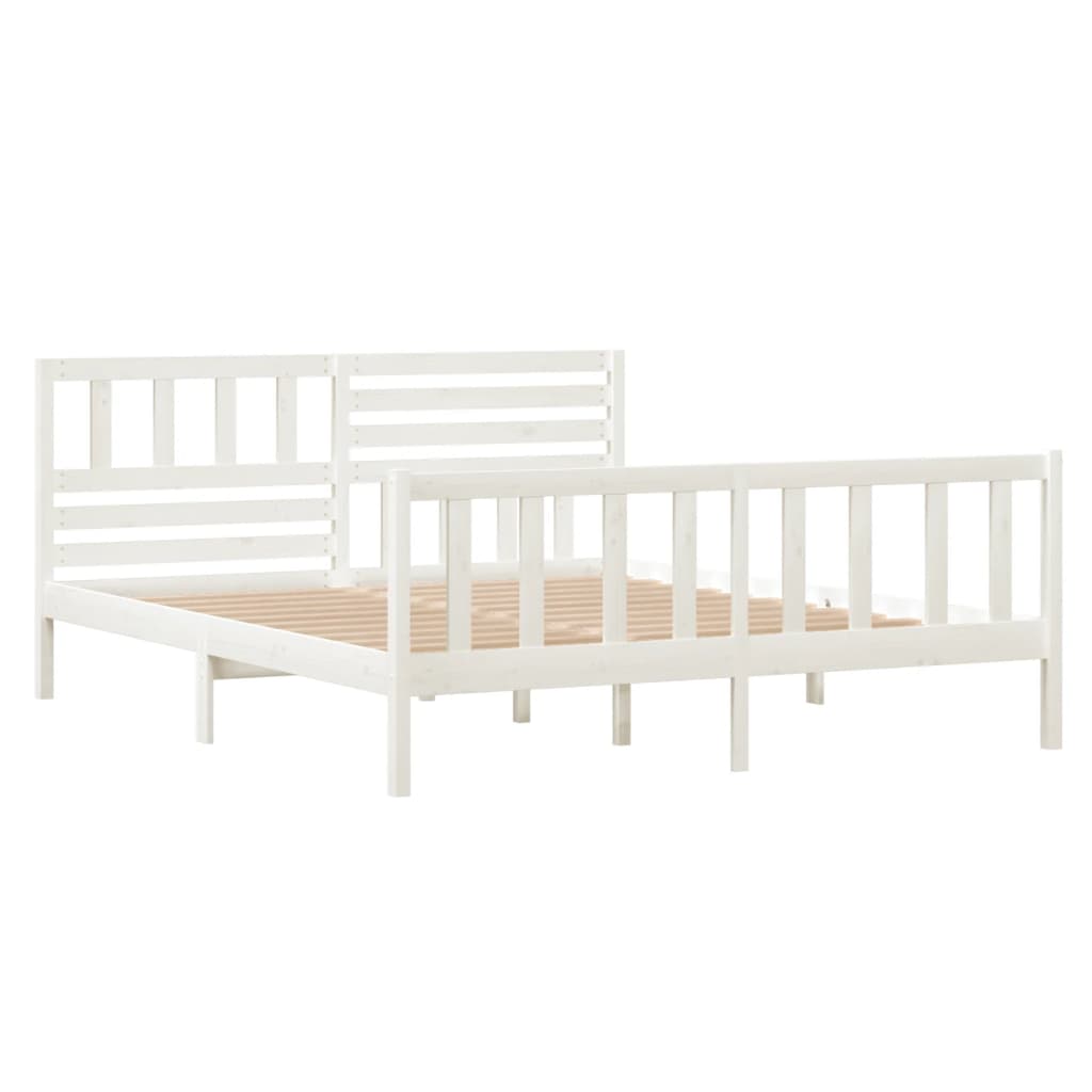 vidaXL Rám postele bílý masivní dřevo 140 x 190 cm