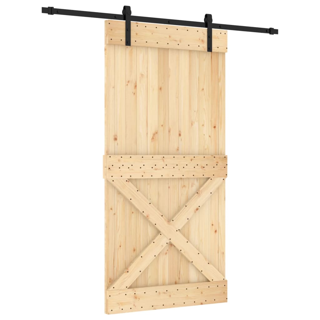 vidaXL Posuvné dveře s kováním 100 x 210 cm masivní borové dřevo