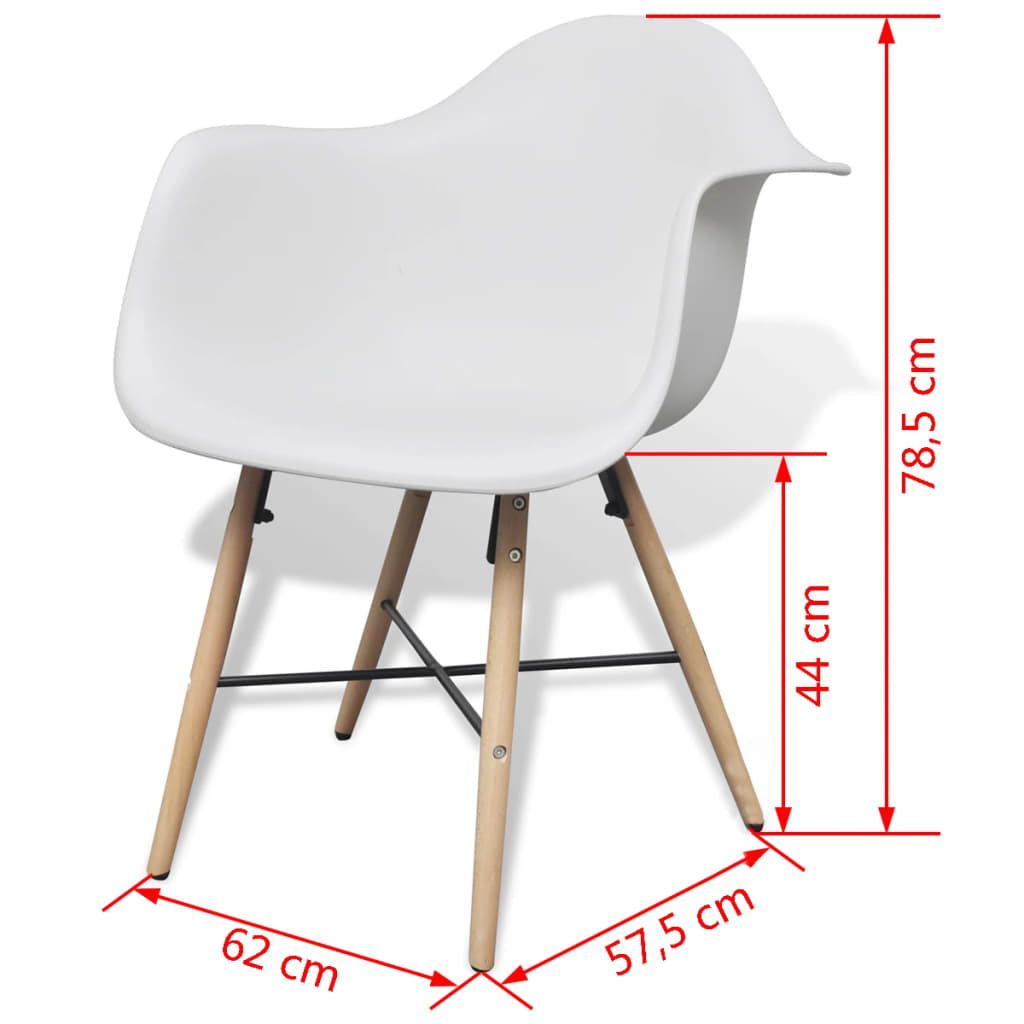 vidaXL Jídelní židle 6 ks bílé plast a bukové dřevo