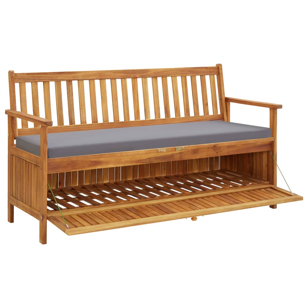 vidaXL Zahradní úložná lavice s poduškou 148 cm masivní akáciové dřevo