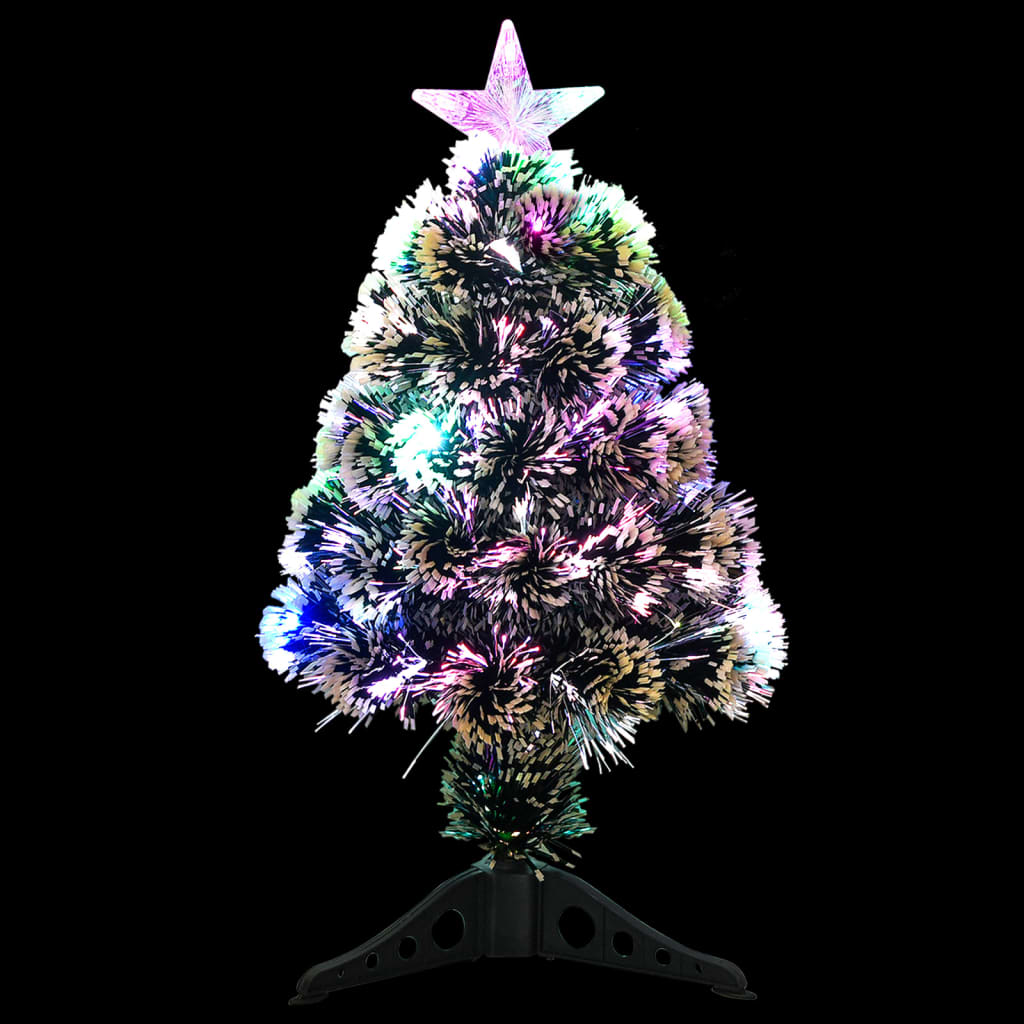 vidaXL Vánoční stromek s LED zelený a bílý 64 cm optické vlákno