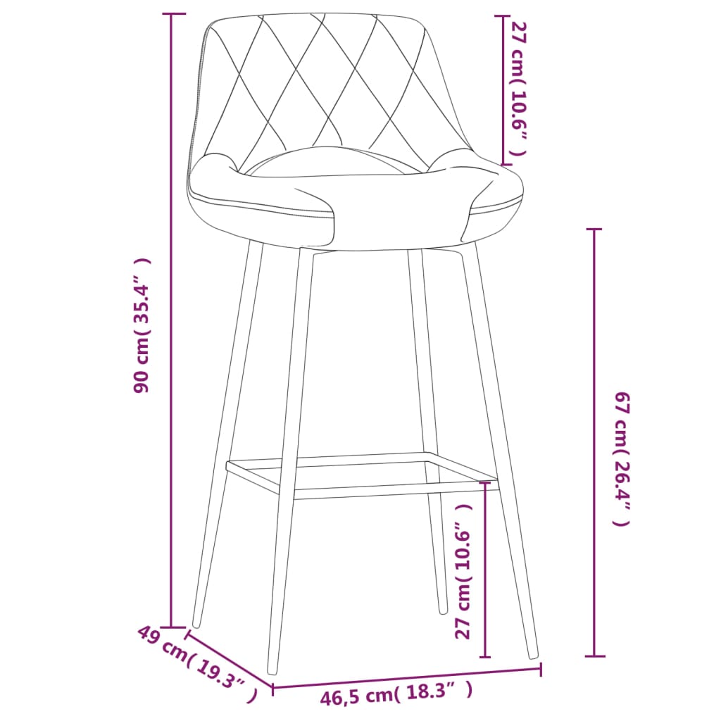 vidaXL Barové židle 2 ks hnědé samet
