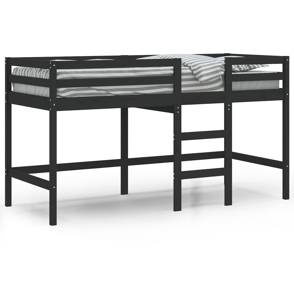 vidaXL Dětská patrová postel se žebříkem černá 80x200 cm borové dřevo