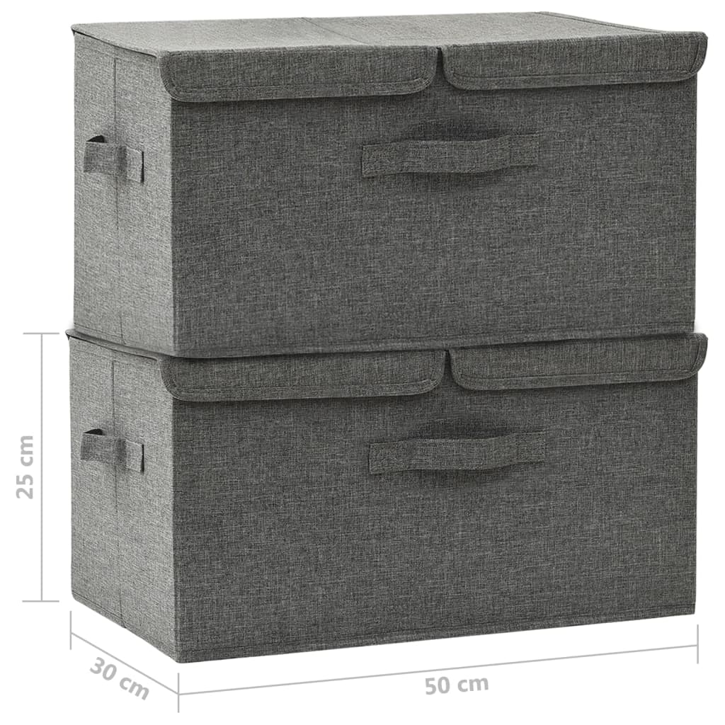 vidaXL Úložné boxy 2 ks textil 50 x 30 x 25 cm antracitové