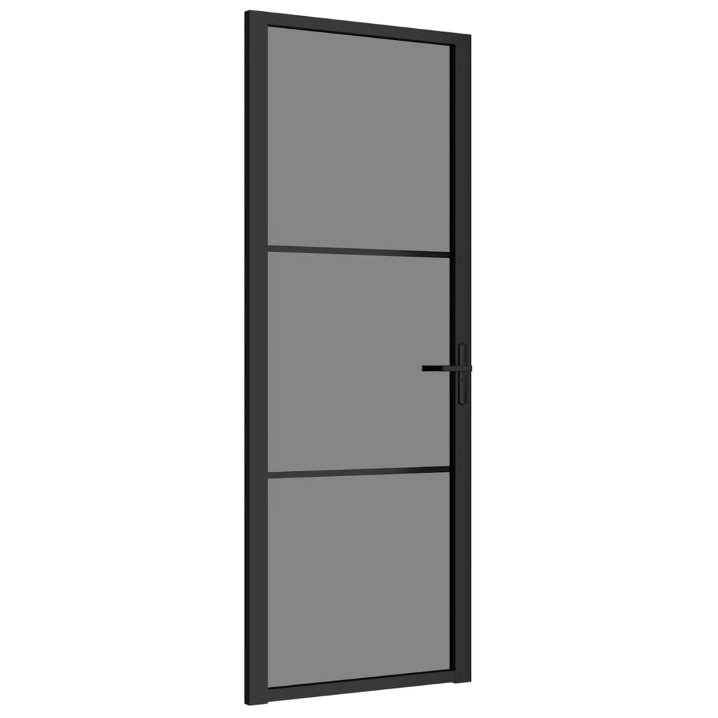 vidaXL Interiérové dveře 76 x 201,5 cm černé ESG sklo a hliník