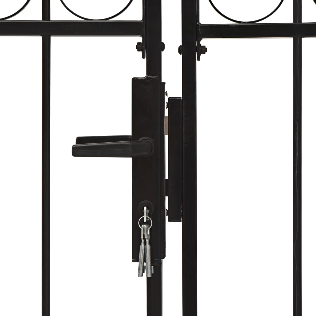 vidaXL Dvoukřídlá zahradní brána s obloukem ocelová 400 x 200 cm černá