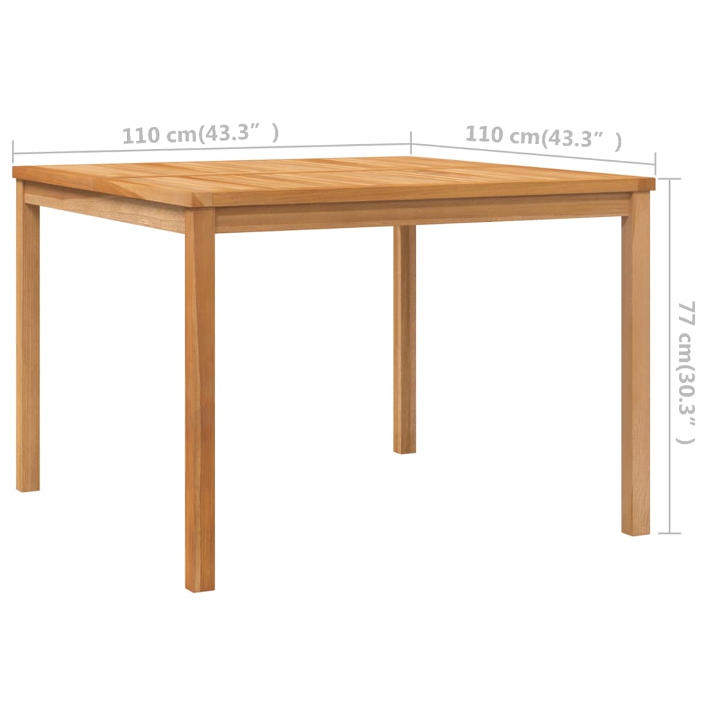 vidaXL Zahradní jídelní stůl 110 x 110 x 77 cm masivní teakové dřevo