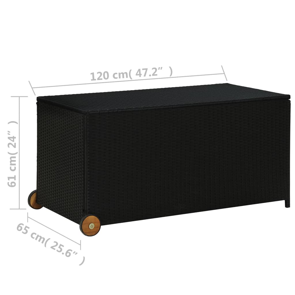 vidaXL Zahradní úložný box černý 120x 65 x 61 cm polyratan