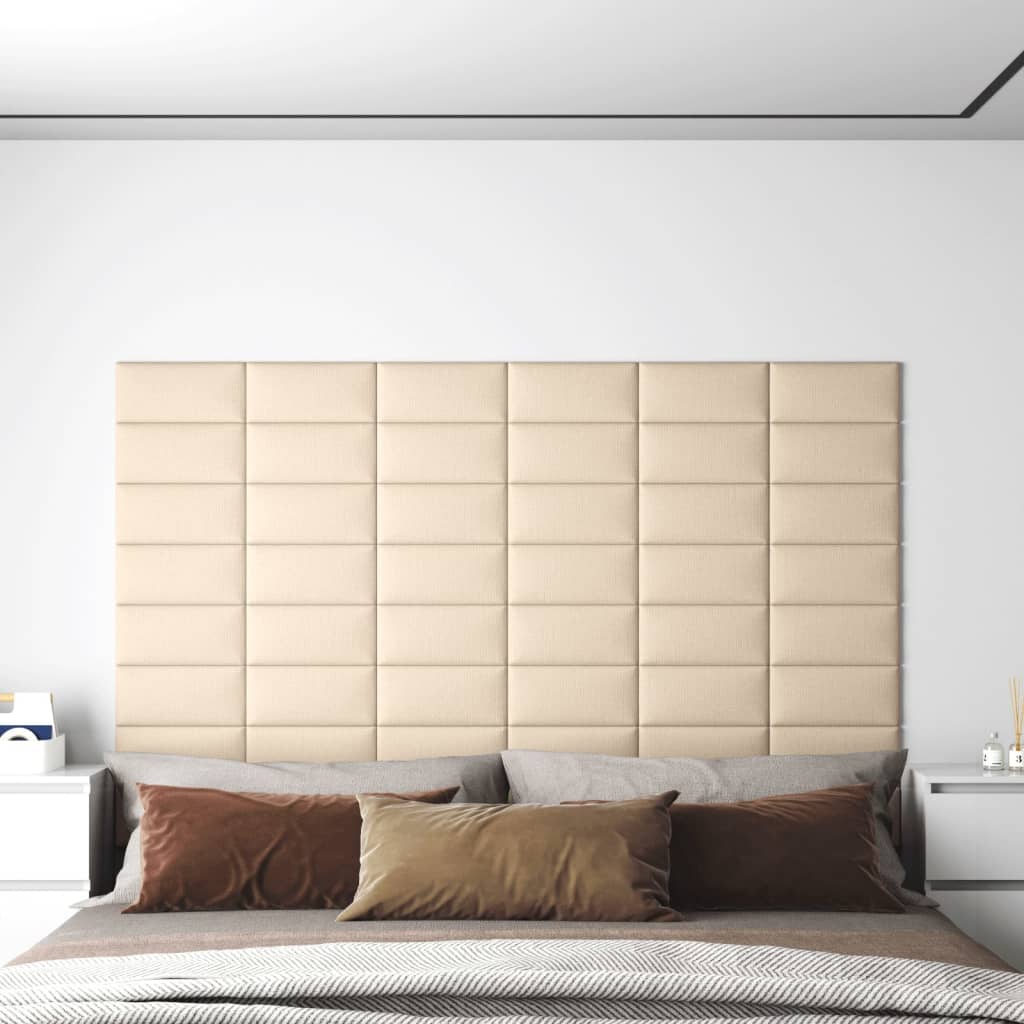 vidaXL Nástěnné panely 12 ks krémové 30 x 15 cm textil 0,54 m²