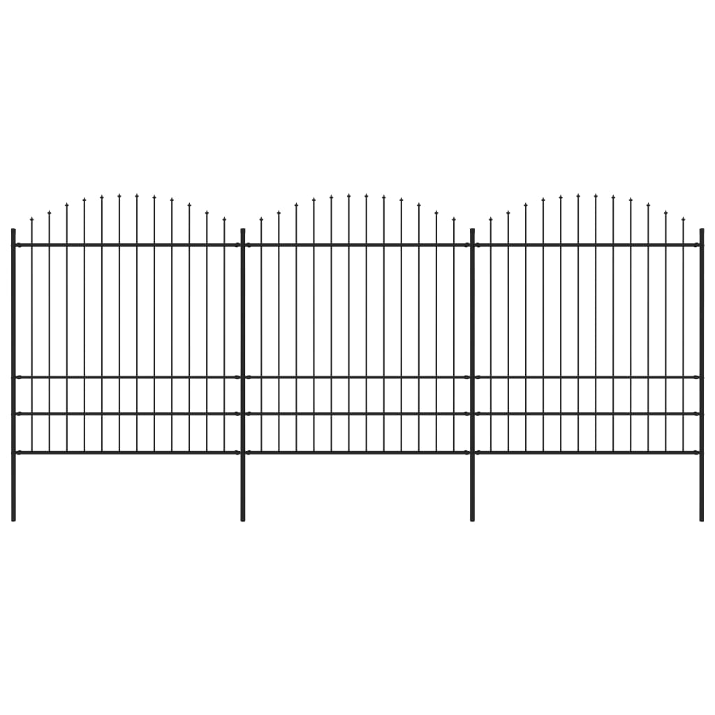 vidaXL Zahradní plot s hroty ocel (1,75–2) x 5,1 m černý