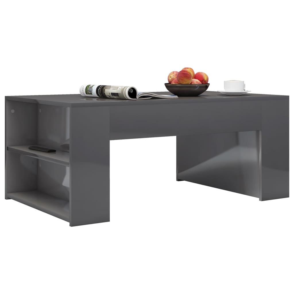vidaXL Konferenční stolek šedý vysoký lesk 100x60x42 cm dřevotříska