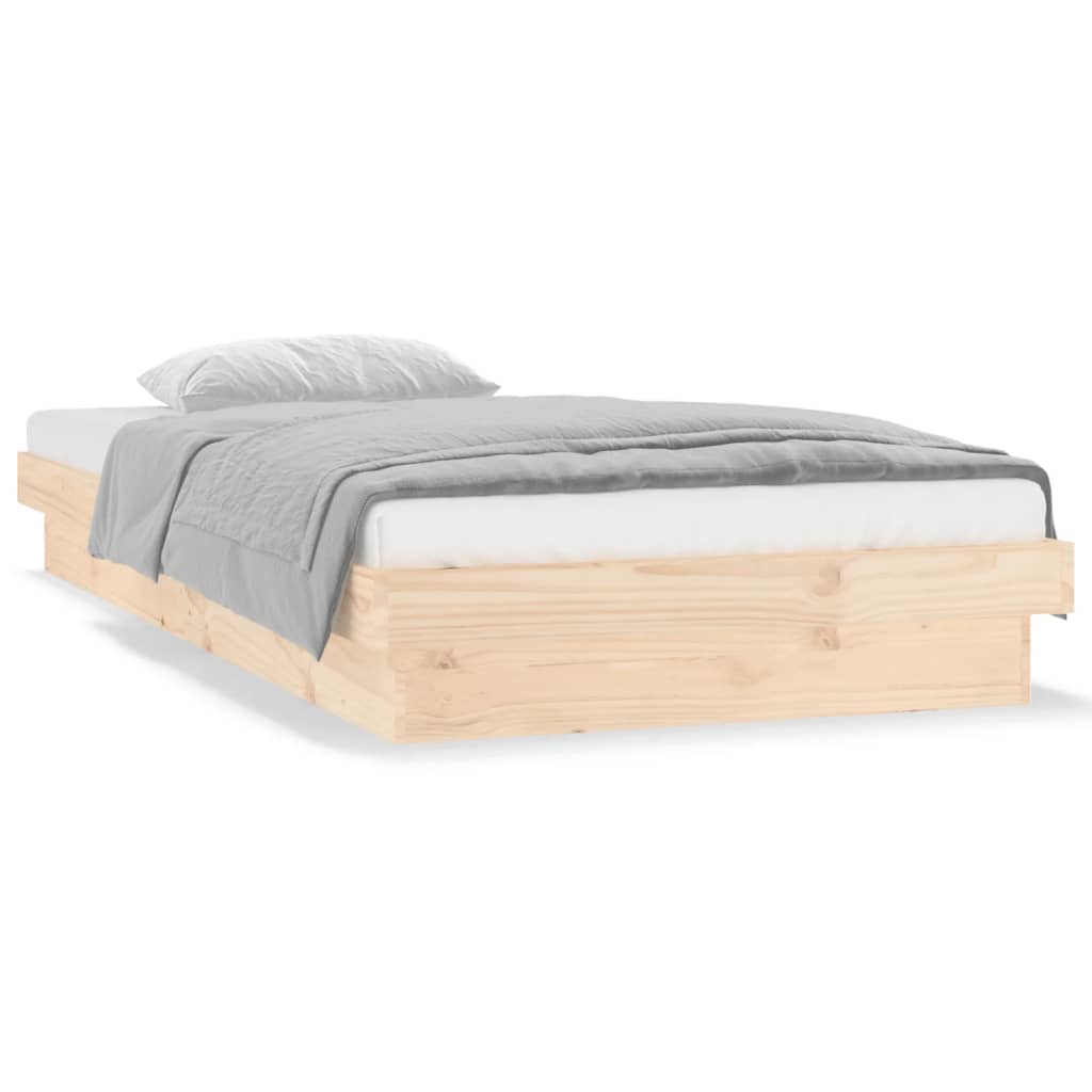 vidaXL Rám postele s LED světlem 75x190 cm Small Single masivní dřevo
