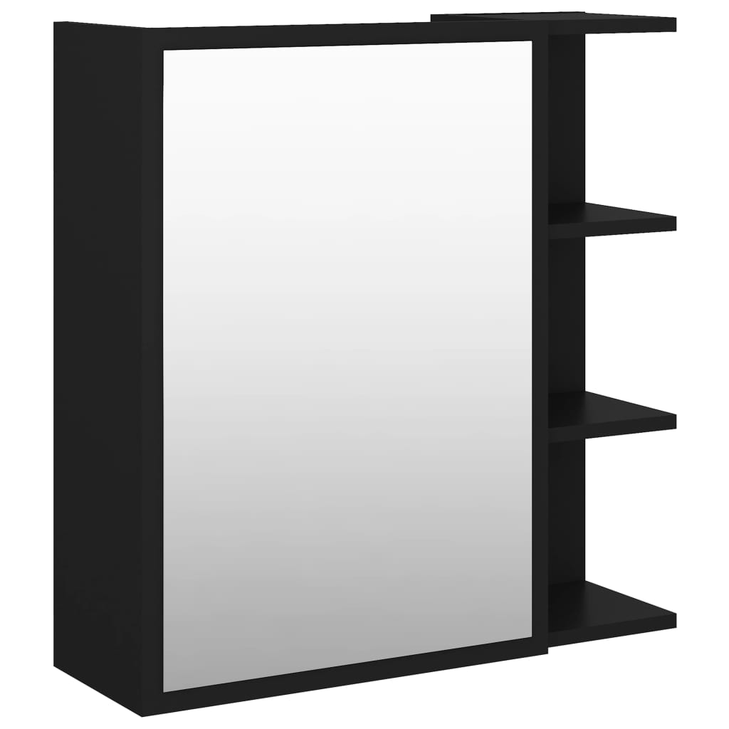 vidaXL Koupelnová skříňka se zrcadlem černá 62,5x20,5x64cm dřevotříska