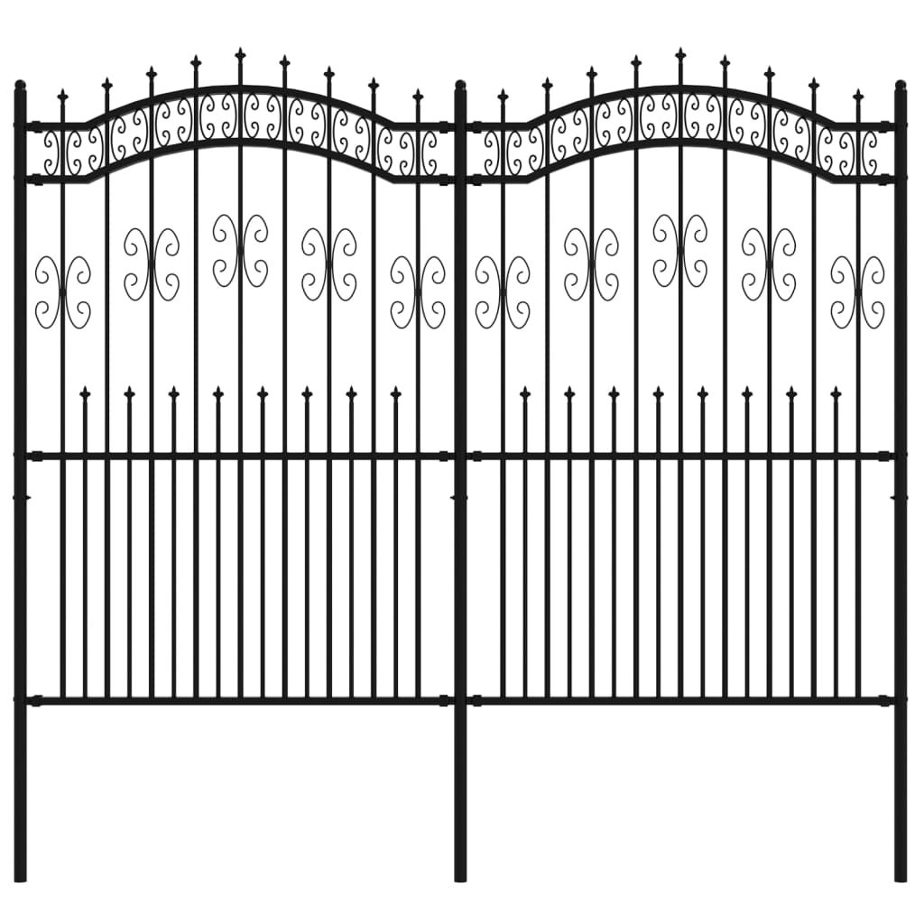 vidaXL Zahradní plot s hroty černý 222 cm práškově lakovaná ocel