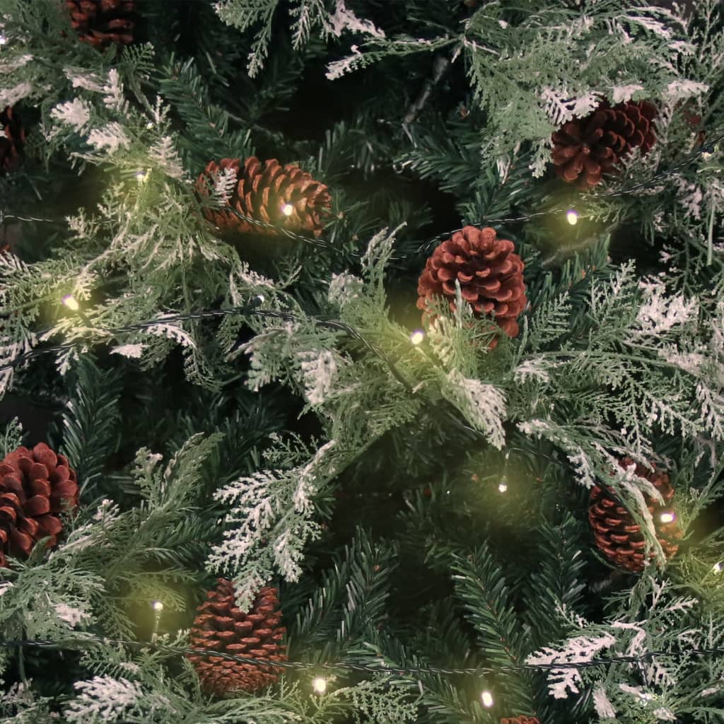 vidaXL Vánoční stromek s LED a šiškami zelený a bílý 150 cm PVC a PE