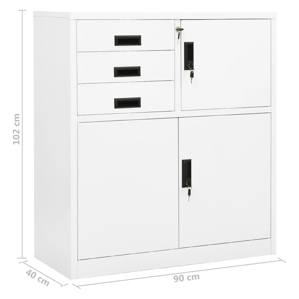 vidaXL Kancelářská skříň bílá 90 x 40 x 102 cm ocel