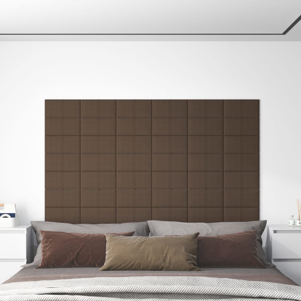 vidaXL Nástěnné panely 12 ks hnědé 30 x 15 cm textil 0,54 m²