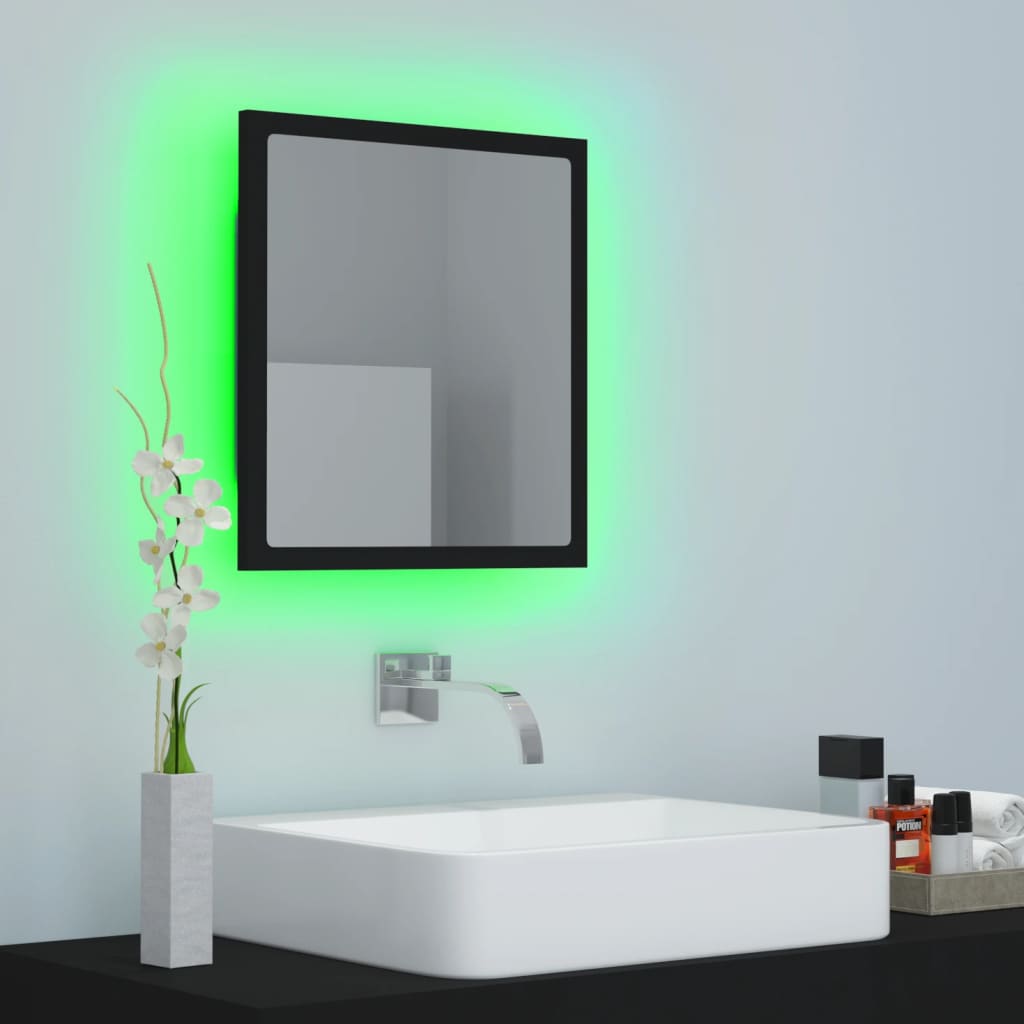 vidaXL LED koupelnové zrcadlo černé 40 x 8,5 x 37 cm akrylové