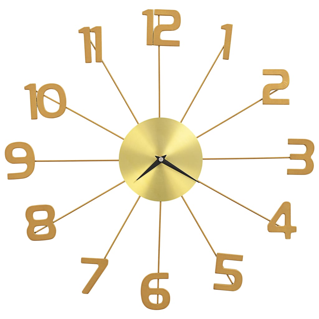 vidaXL Nástěnné hodiny kovové 50 cm zlaté