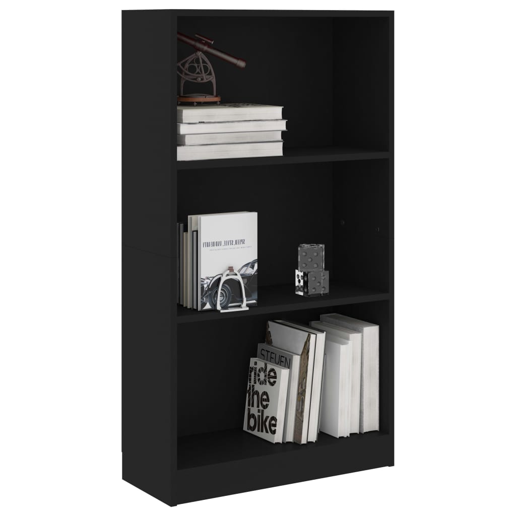 vidaXL 3patrová knihovna černá 60 x 24 x 109 cm kompozitní dřevo