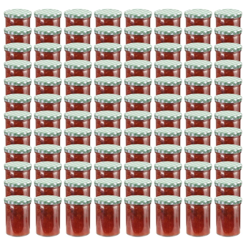 vidaXL Zavařovací sklenice se zelenobílými víčky 96 ks 400 ml