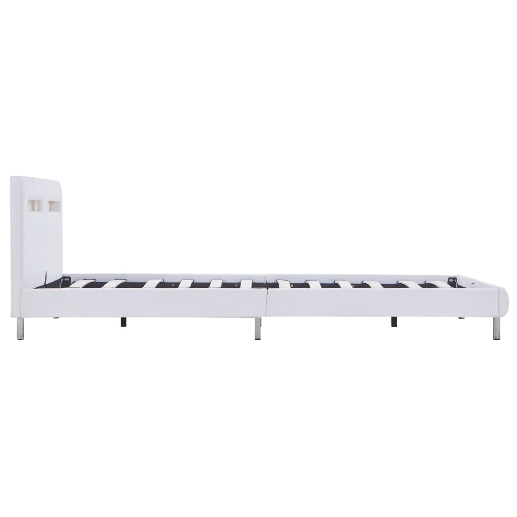 vidaXL Rám postele s LED bílý umělá kůže 120 x 200 cm