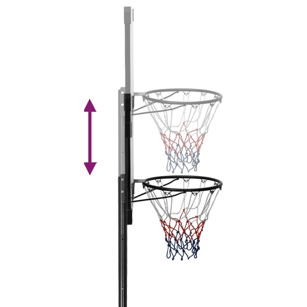 vidaXL Basketbalový koš s průhlednou deskou 235–301 cm polykarbonát