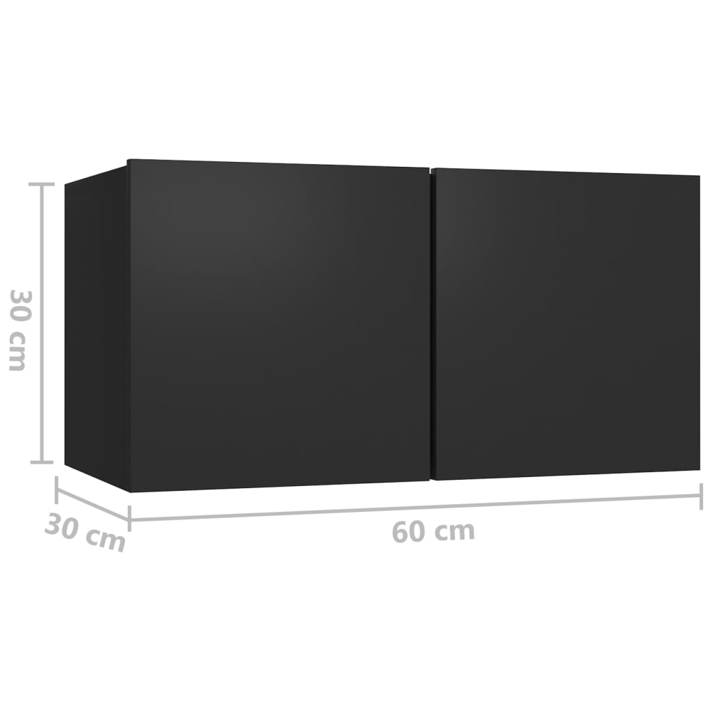 vidaXL Závěsné TV skříňky 3 ks černé 60 x 30 x 30 cm