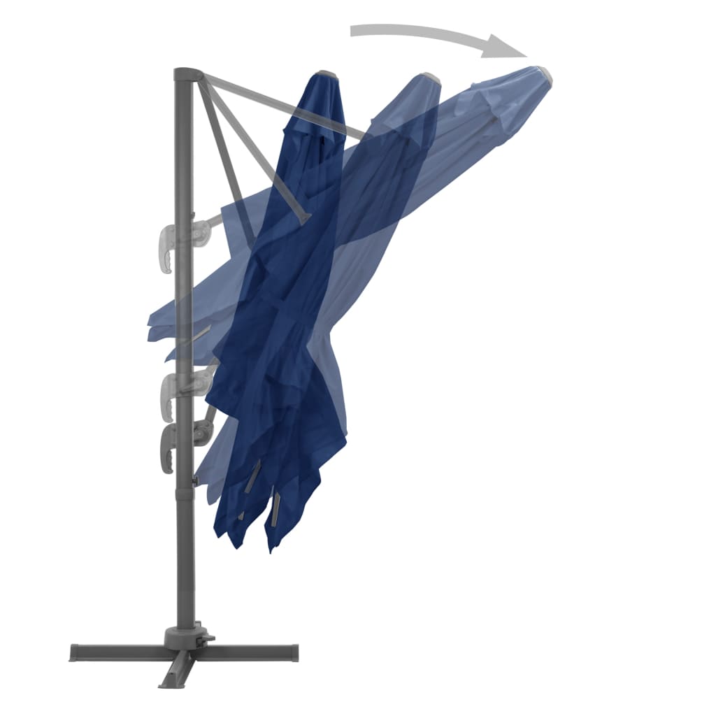 vidaXL Konzolový slunečník s hliníkovou tyčí 3 x 3 m azurově modrý