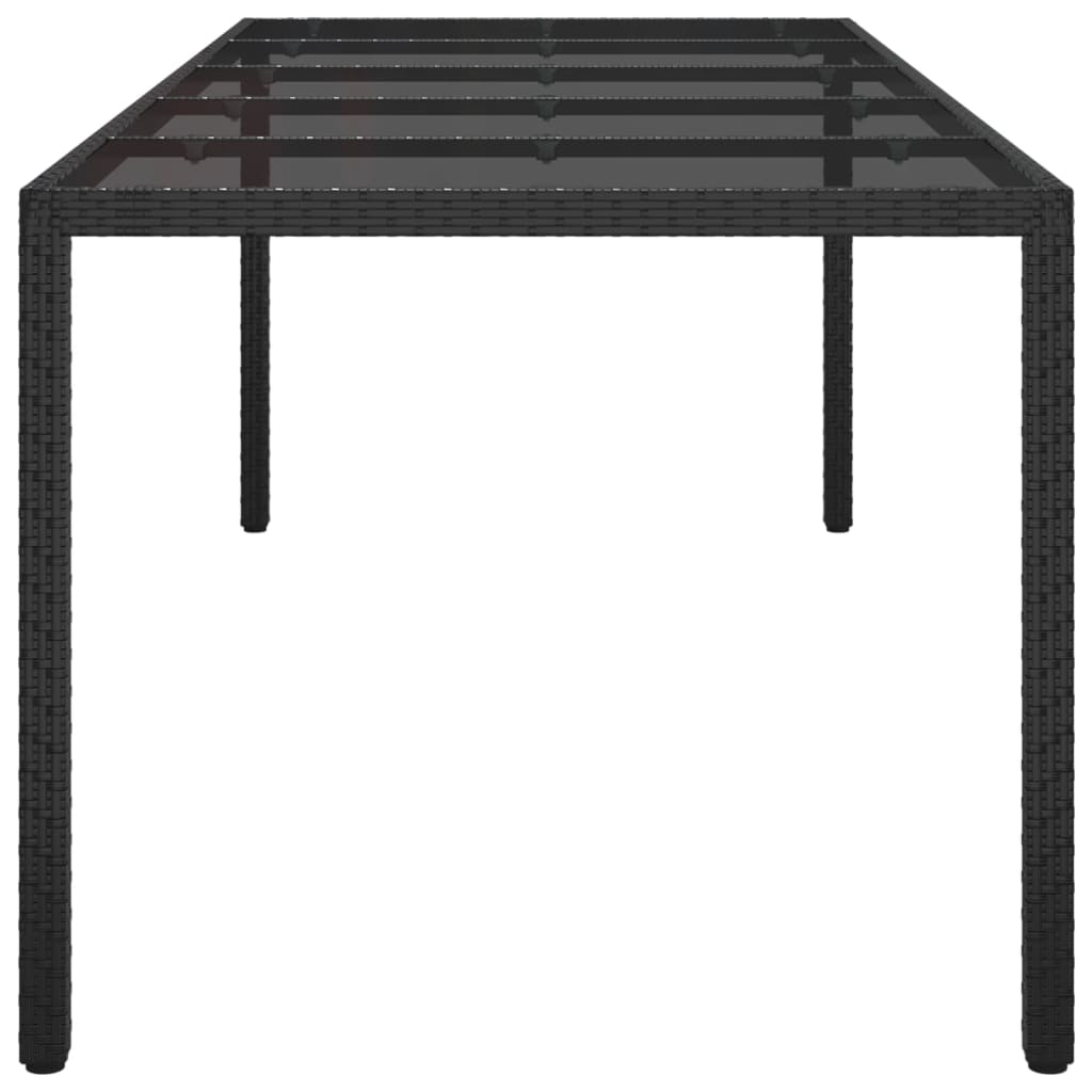 vidaXL Zahradní stůl černý 250 x 100 x 75 cm tvrzené sklo a polyratan