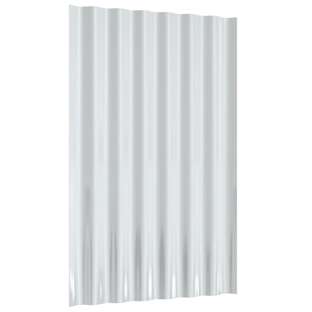 vidaXL Střešní panely 12 ks práškově lakovaná ocel stříbrné 60 x 36 cm
