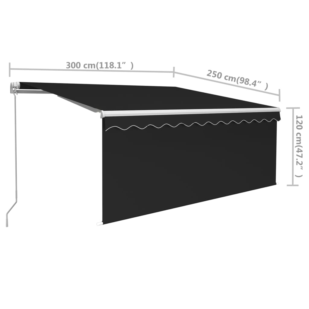 vidaXL Ručně zatahovací markýza s roletou 3 x 2,5 m antracitová