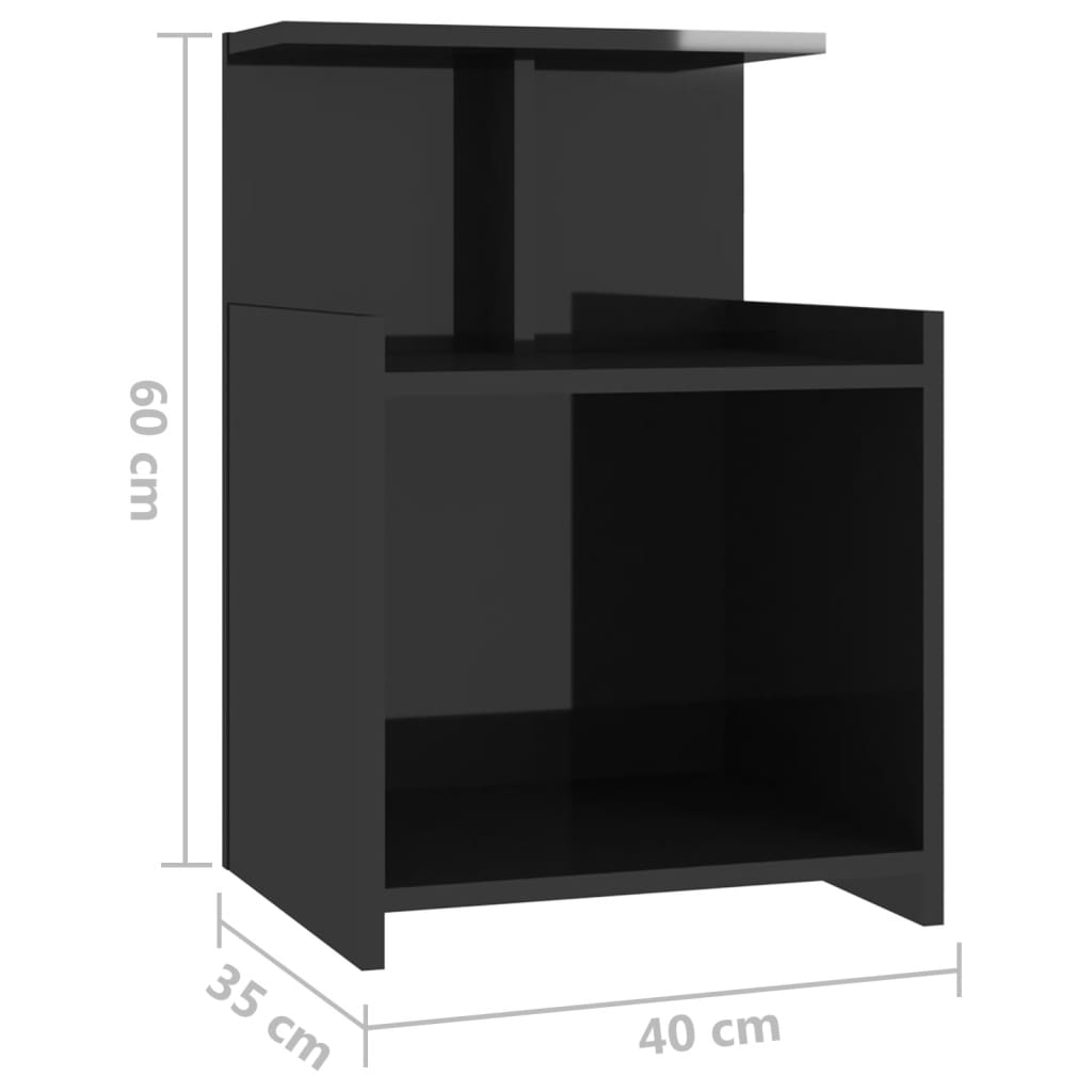 vidaXL Noční stolek černý s vysokým leskem 40 x 35 x 60 cm dřevotříska