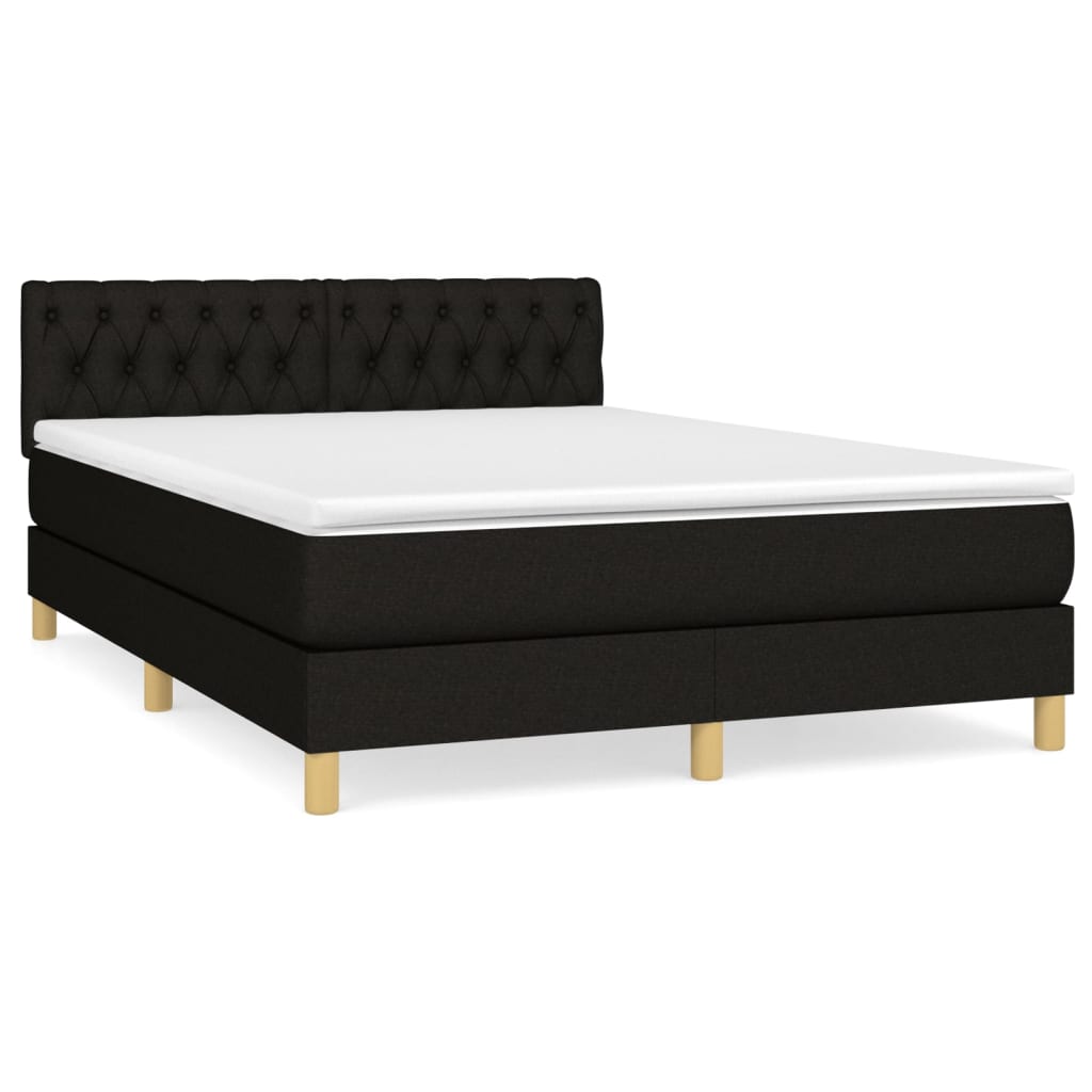 vidaXL Box spring postel s matrací černá 140 x 190 cm textil